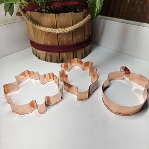 Copper Cookie Cutter Set Fall Harverst Autumn Theme Oak Maple Leaves Acorn